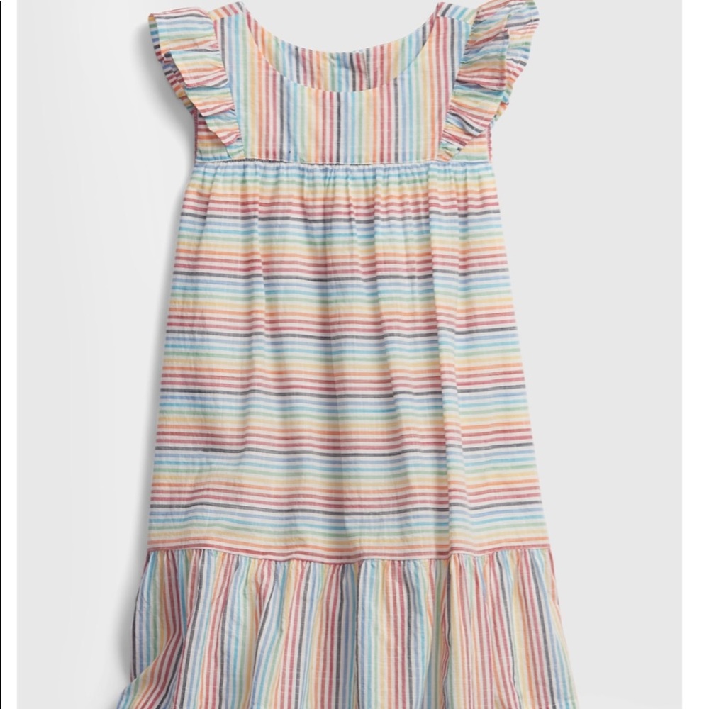 Gap Rainbow Striped Ruffle Dress - NEW!🌈 - Picture 9 of 11